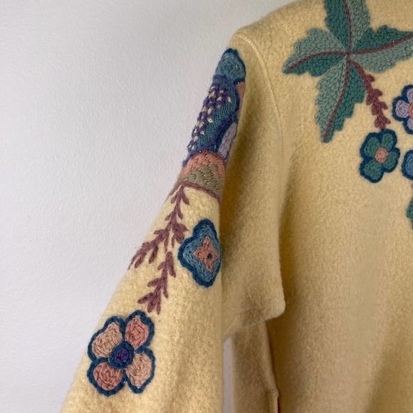 Vintage S.S.G. Catharine Lover Wool Cream Floral Embroidered Cardigan SZ Medium - Picture 6 of 10